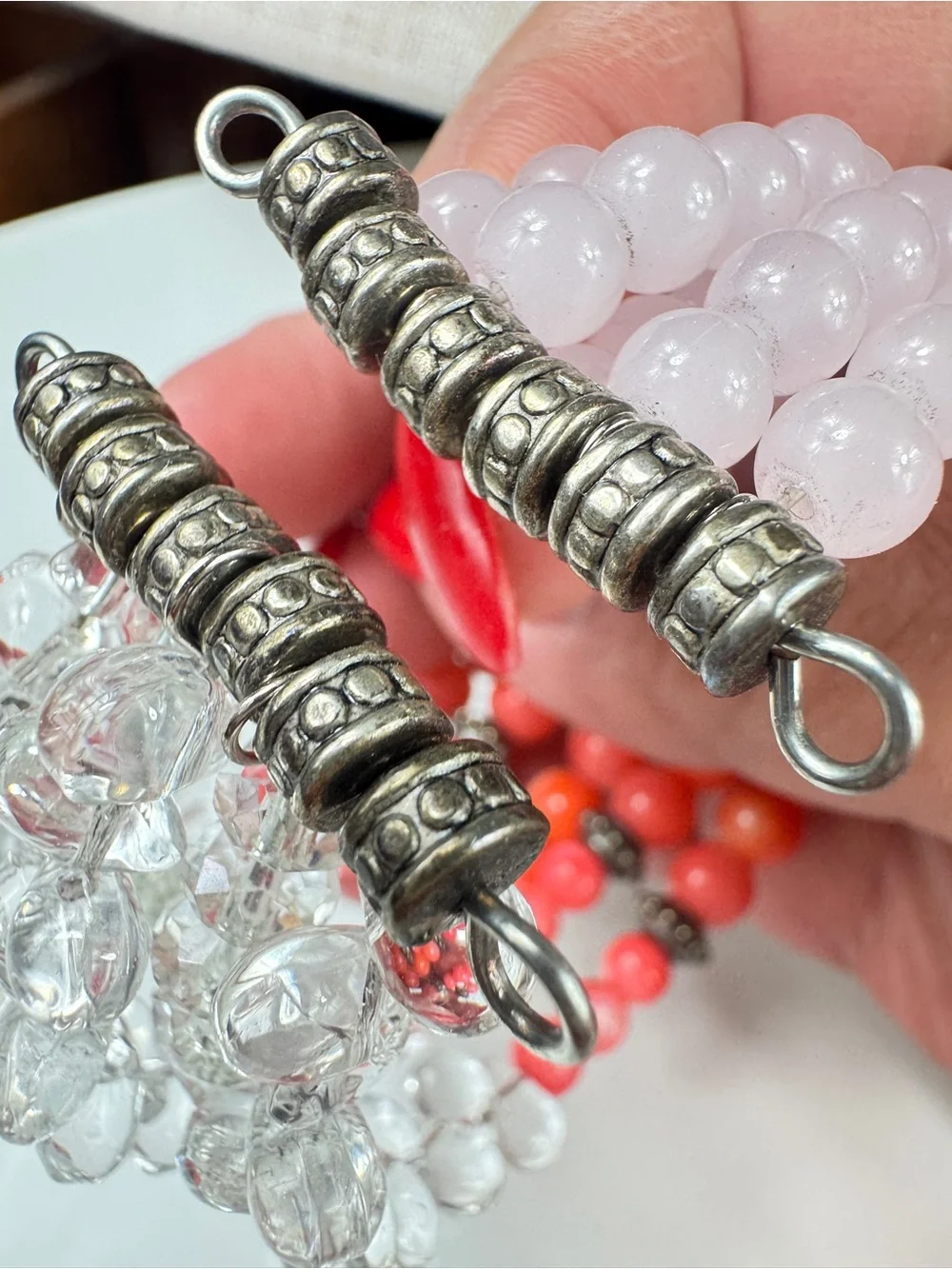 Silver Stack Glass Beads Bracelet